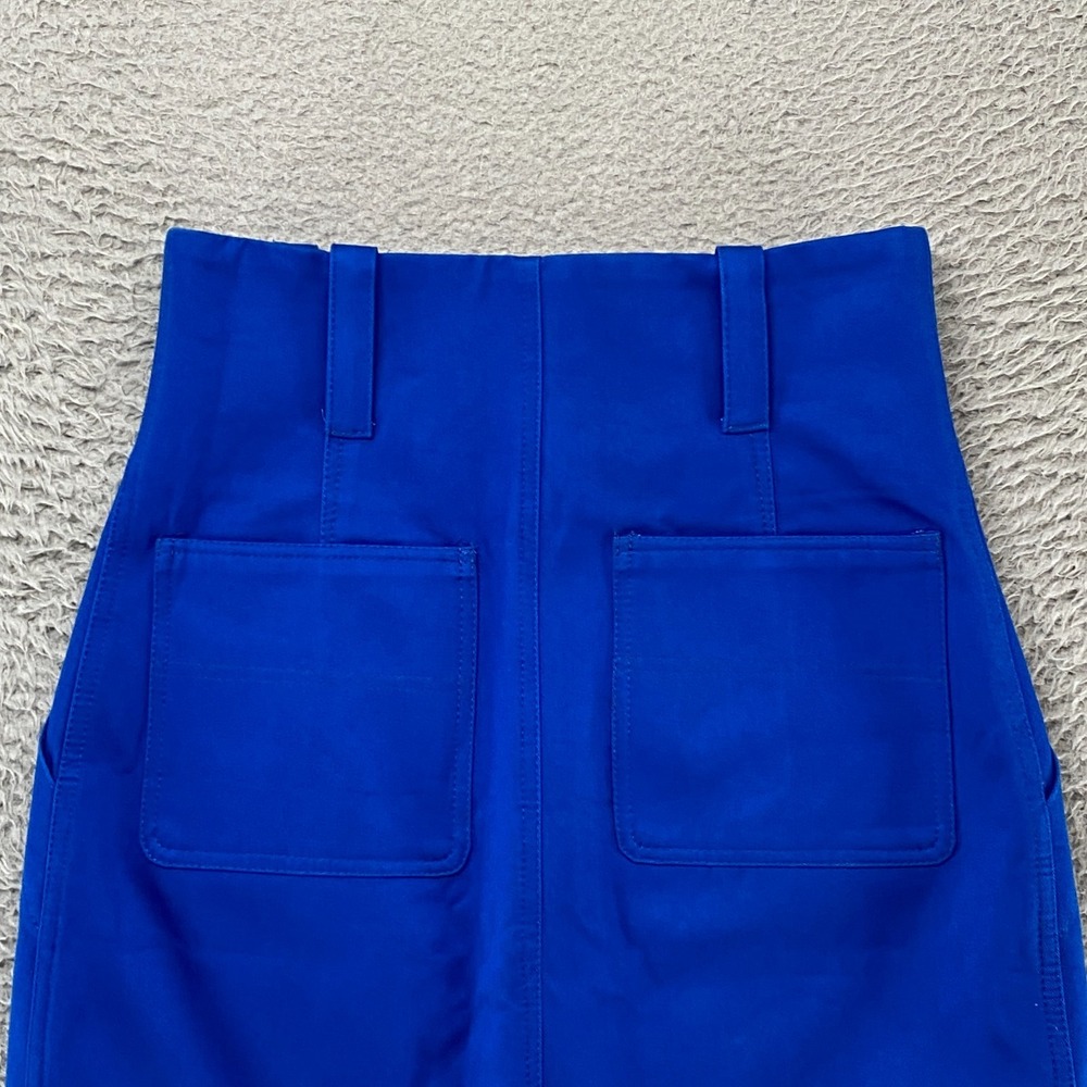 Sandro Skirt Womens 2 Blue Cotton Twill Mini High Waist Utility Pockets Summer - Picture 10 of 14